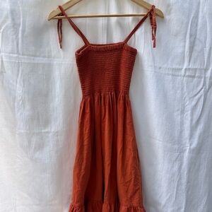 Rust Orange Smocked Sundress